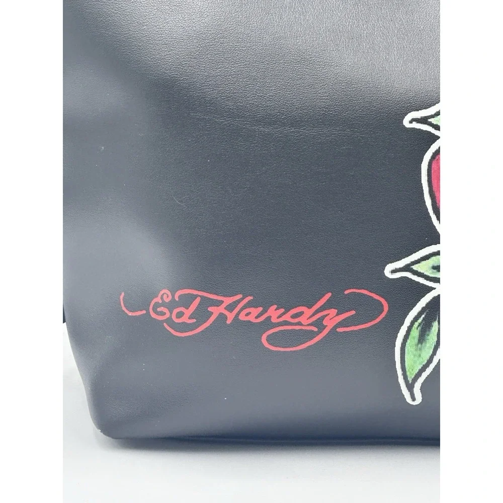 Ed Hardy Love Hearts Cosmetic Bag Vegan Leather‎ Makeup Bag